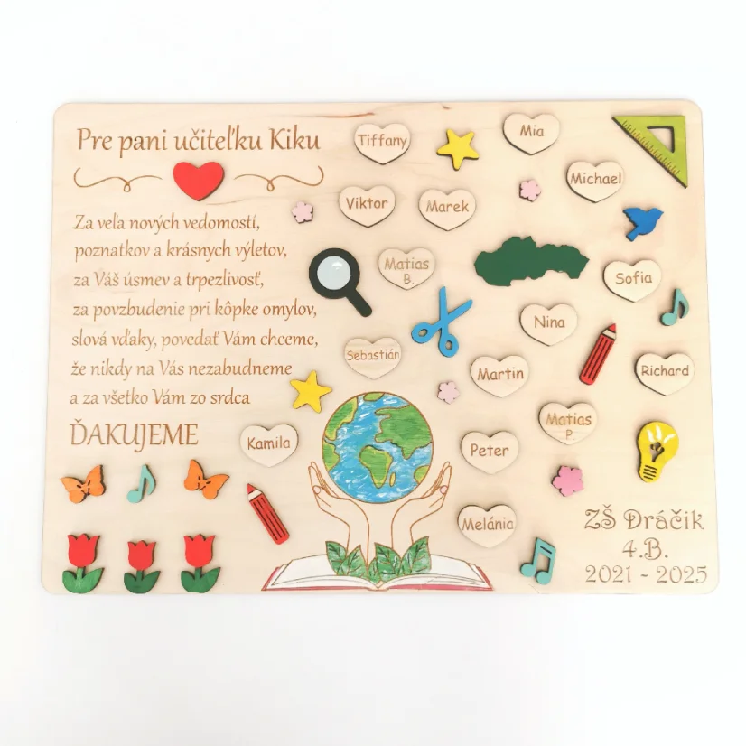 Darček pre učiteľku Tabuľka s menami detí