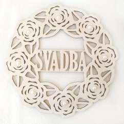 Drevený veniec s nápisom Svadba