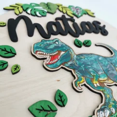 Detská menovka s dinosaurom