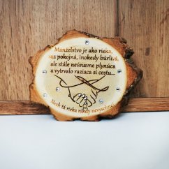 Svadobný darček agátové drevo s citátom a kamienkami