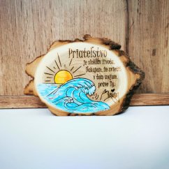 Darček pre kamarátku - Maľované agátové drevo Priateľstvo