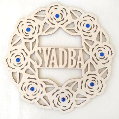 Drevený veniec s nápisom Svadba