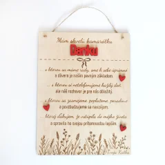 Drevená tabuľka „Mám skvelú kamarátku“