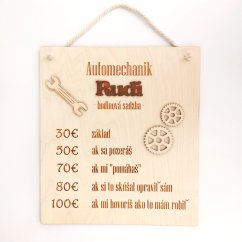 Darček pre automechanika vtipná tabuľka