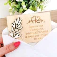 Svadobná drevená pozvánka