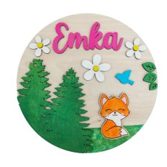 Detská menovka s líškou
