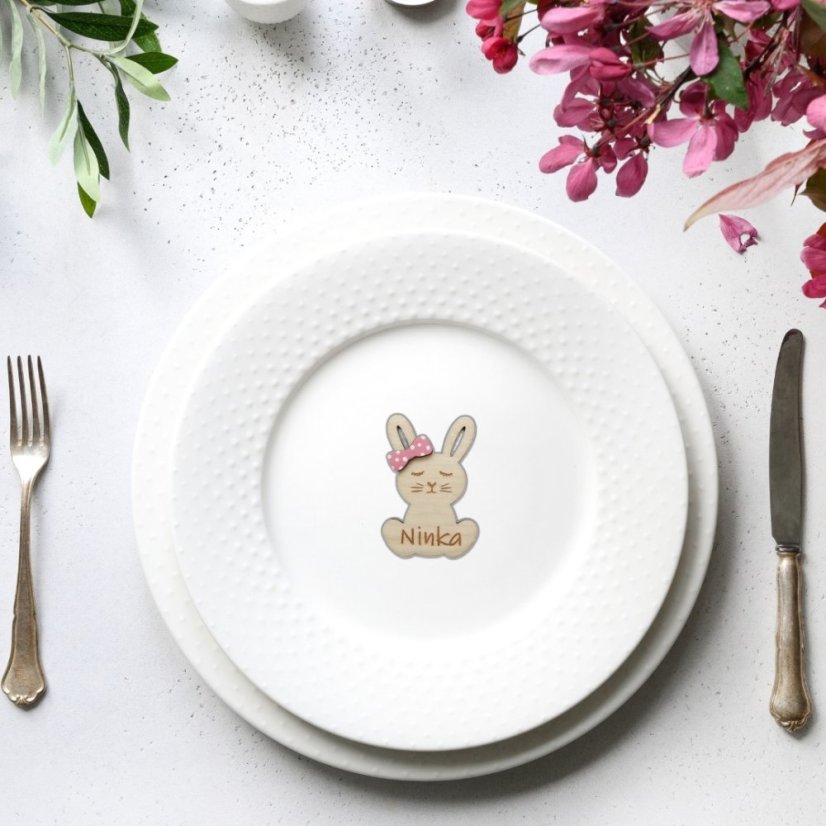 Menovky na stôl pre deti Zajačiky