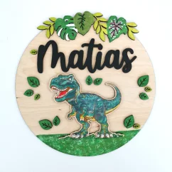 Detská menovka s dinosaurom