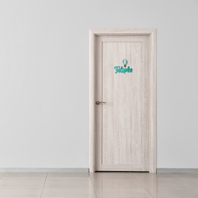 Detská drevená menovka s balónom