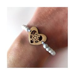 Set s vločkami drevené náušnice a náramok