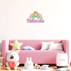 Detská menovka Dúha s jednorožcom