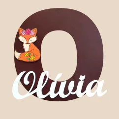 Detská maľovaná menovka veľké písmeno, meno dieťaťa a líška.