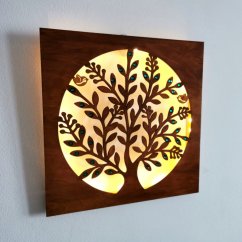 Drevený strom na stenu podsvietený