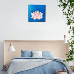 Drevený maľovaný obraz Lotosový kvet