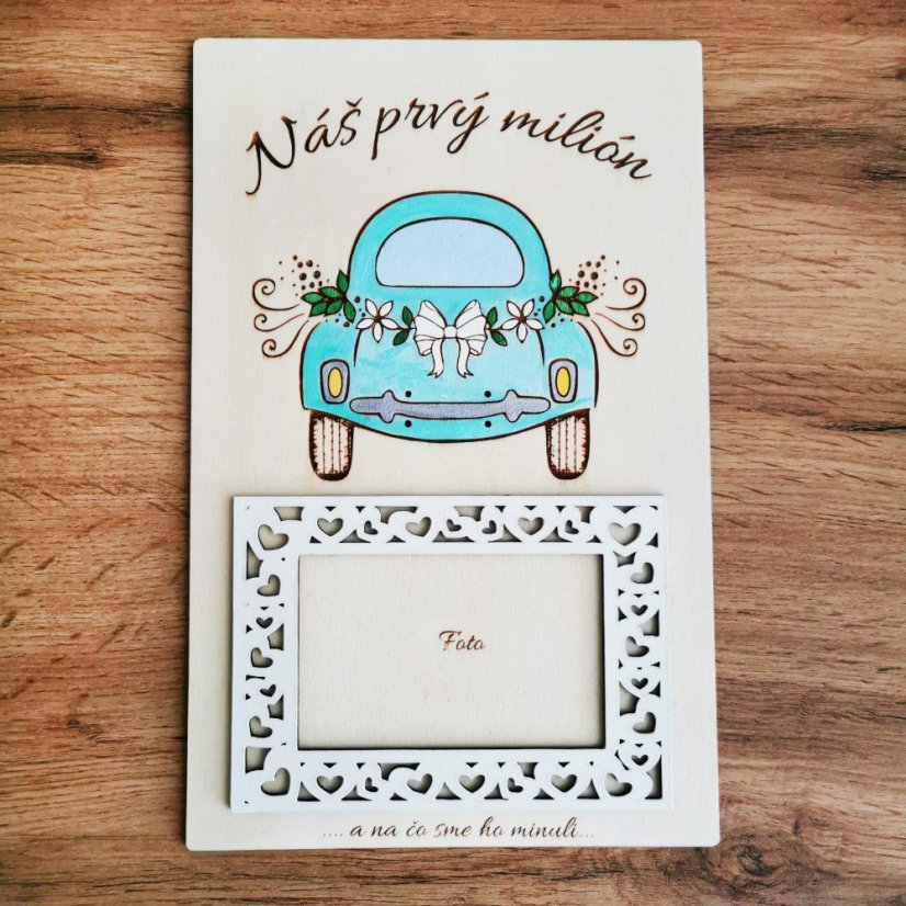 Svadobný dar pre novomanželov tabuľka na darovanie peňazí