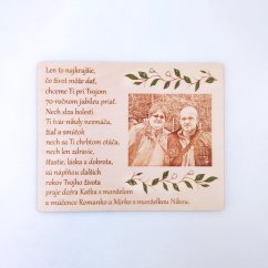 Narodeninová tabuľka s gravírovanou fotkou a venovaním
