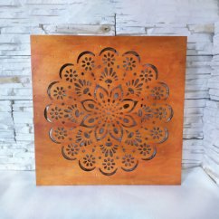 Drevená podsvietená mandala na stenu "Slnko".