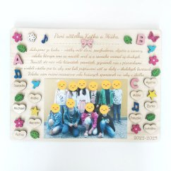 Darček pre učiteľku Tabuľka s menami a fotkou detí