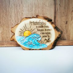 Darček pre kamarátku - Maľované agátové drevo Priateľstvo