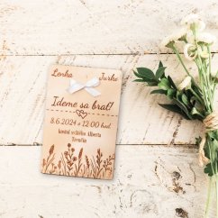 Drevená romantická pozvánka na svadbu