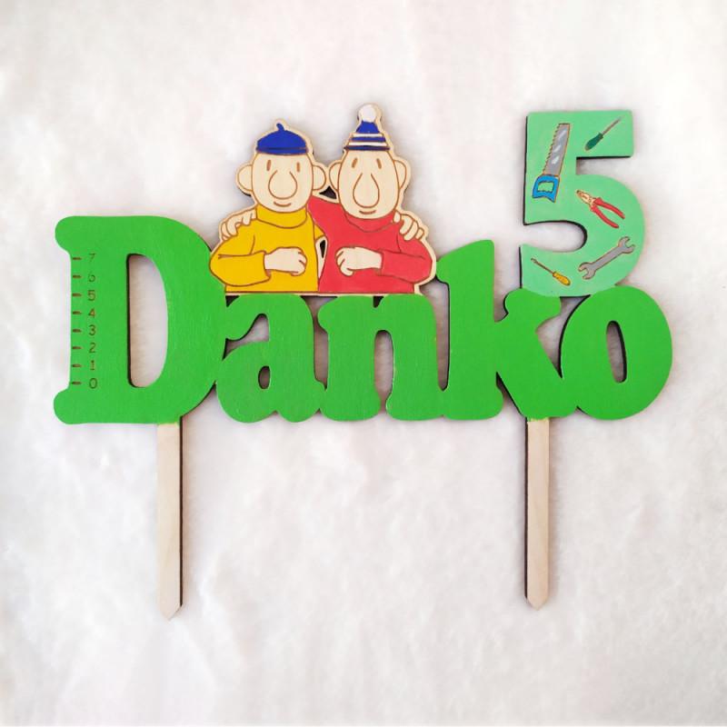 Zápich na tortu Pat a Mat, meno a číslo