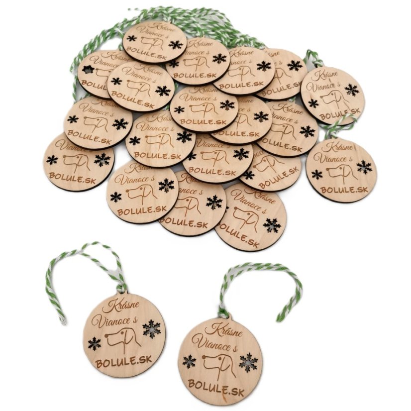 Darček pre zákazníkov s logom a kontaktom vianočná ozdoba.