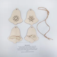 Drevené výrezy potrebné na výrobu štyroch kusov vlastných ozdôb.