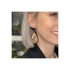 Drevené náušnice s maľovanými kvietkami