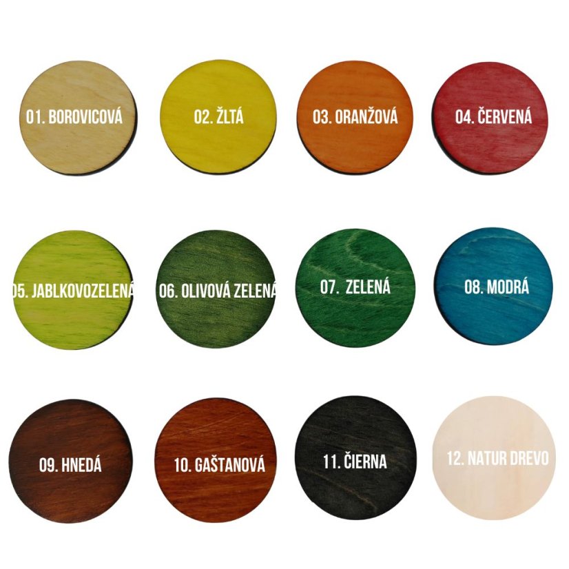 Všetky odtiene našich lazúr na drevo.