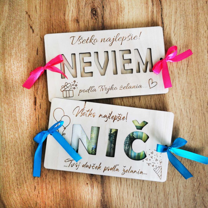 Vtipná obálka na darovanie peňazí „Nič“