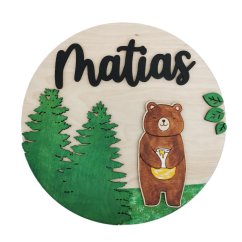 Detská menovka s medveďom